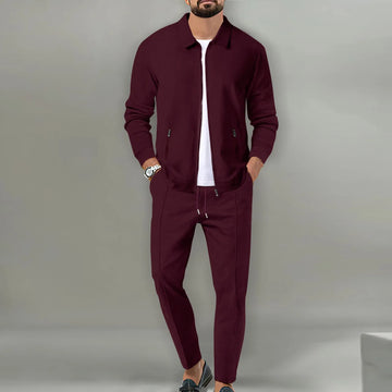 The new 2025 spring and autumn sports men's youth popular solid color jacket jacket trousers two leisure sports suit