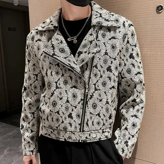 Jacquard Broidered Men Floral Veste d'automne tenue vintage veste veste streetwear club tenue hommes Bomber imprimé veste hommes