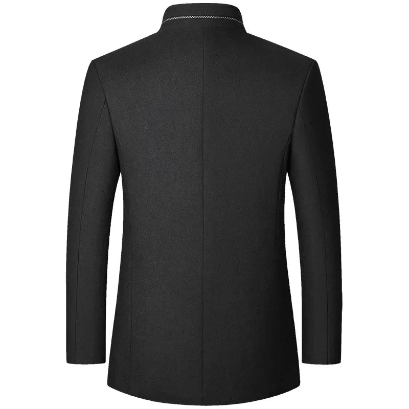 New Winter Men Cashmere Blazers Suits Jackets Woolen Blends Stand-up Collar Business Casual Suits Coats Male Slim Blazers Coats