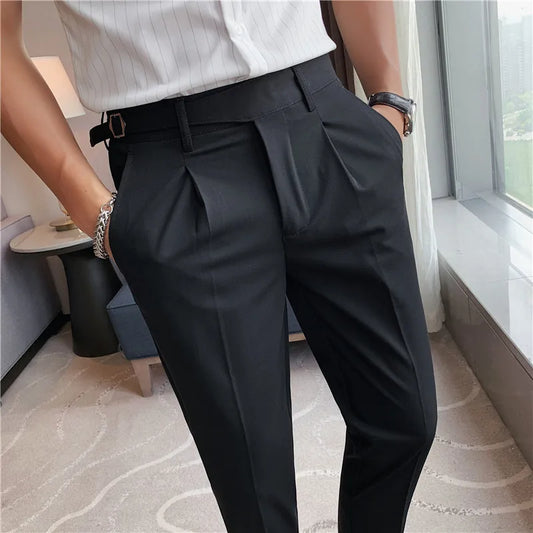 High Quality Elasticity Suit Pants Men Formal Business Office Social Dress Pants Slim Fit Casual Wedding Ankle Trousers Pantalon