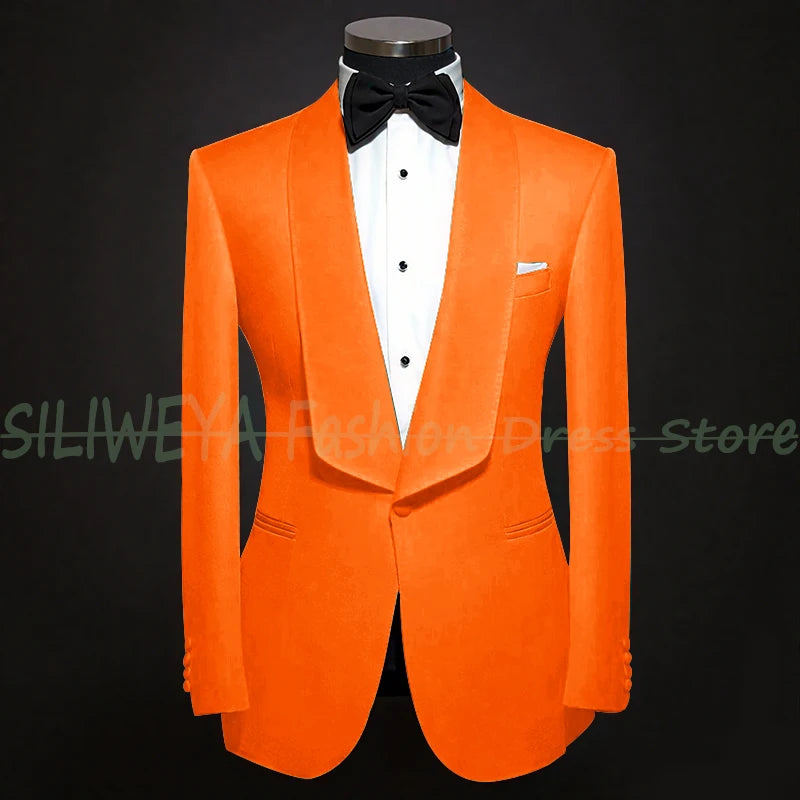 Single Breasted Men's Suit 2 Pieces Jacket Pants High Quality Male Clothing Dinner Party Tuxedo Customized