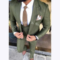 Slim Fit Men's Suits Set 3 Piece Single Breasted Peak Lapel Suit Daily Home Office High Street Fashion Casual Blazer Pants Vest