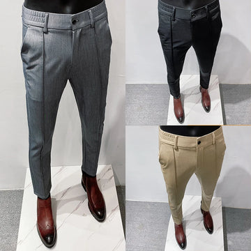 Men's Spring Suit Pants High Quality Business Formal Pants Elastic Slim Fit Simple Social Casual Pants Men's Brand Clothing