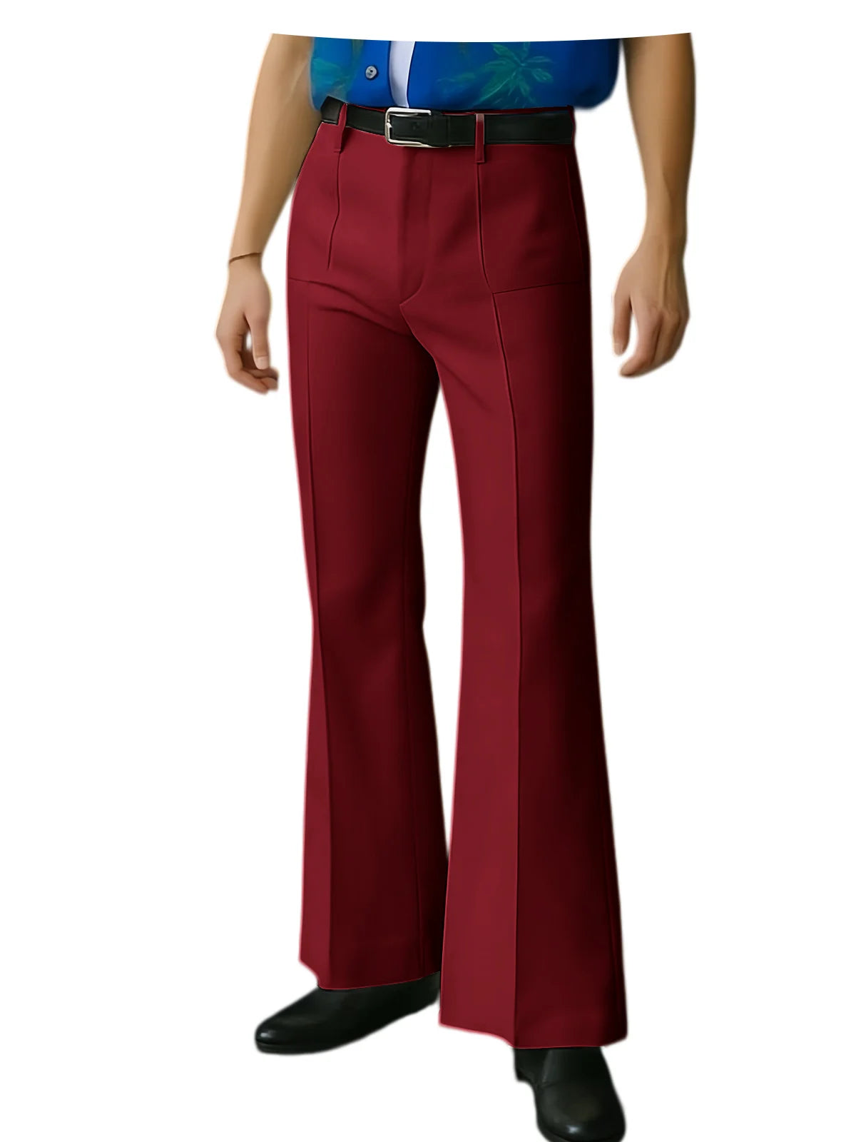 Vintage Men's Flare Pants High Waist Pleated Suit Trousers Formal Business Bell Bottom Pants For Casual Party Wedding Streetwear
