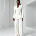 White Pants Suit Woman Luxury 2 Piece Suit For Women Blazer Wide Leg Pants Smart Casual Female Suits Conjuntos De Pantalone