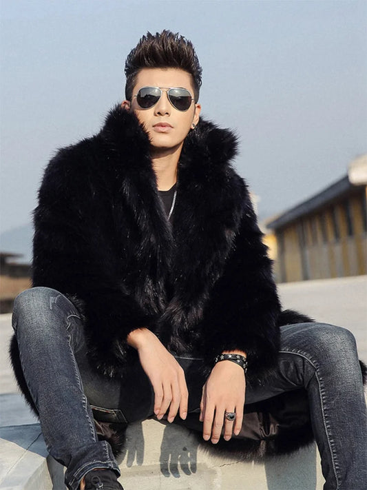 PFHQ 2023 Winter New Men's Long Fox Hair Coat Fashion Handsome Trendy Casual Imitation Fur Thickened Windbreaker Clothes 21Q4434