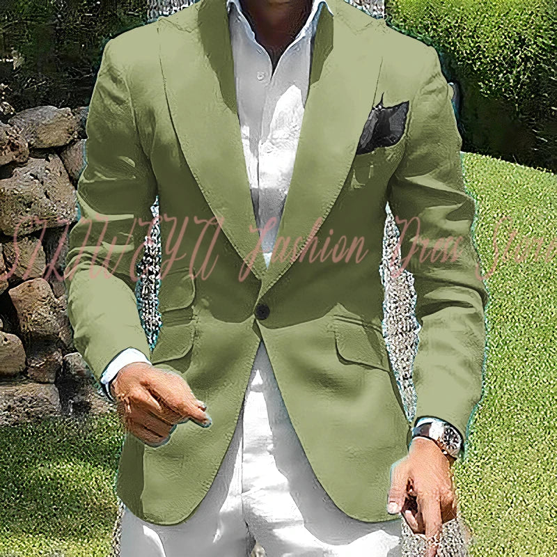 Fashion Single Breasted 2 Pieces Men's Suit Jacket Pants High Quality Boutique Male Clothing Customized