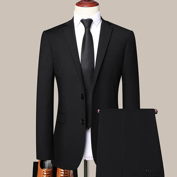 Boutique (Blazer + Trousers) Men's British Style Elegant Fashion High-end Simple Casual Gentleman Best Man Suit Two-piece Suit