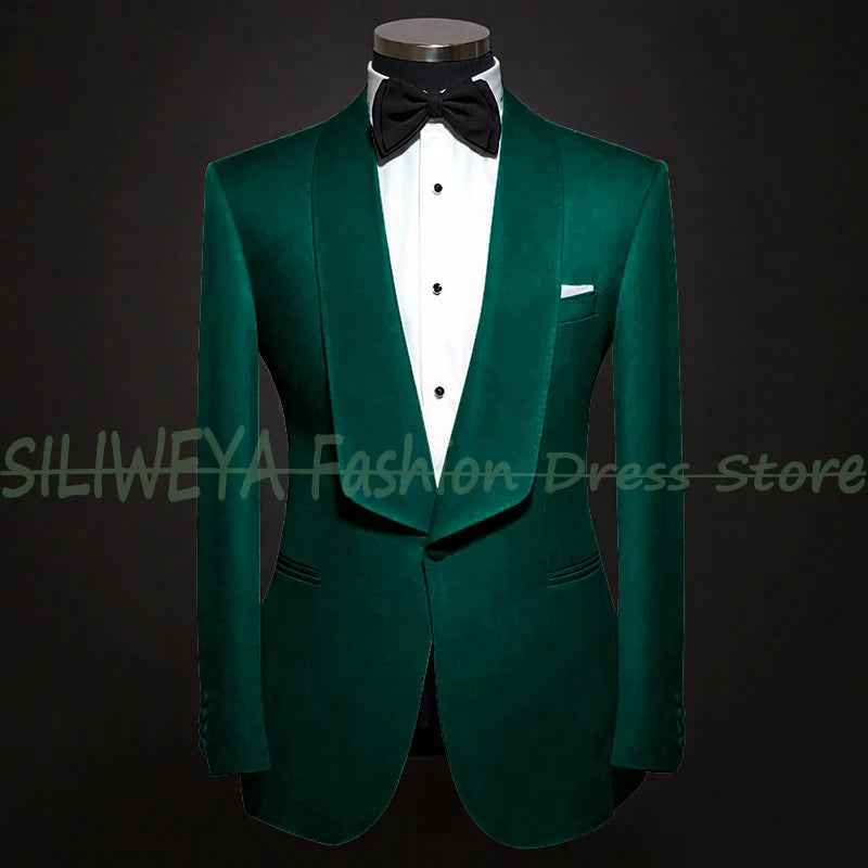 Single Breasted Men's Suit 2 Pieces Jacket Pants High Quality Male Clothing Dinner Party Tuxedo Customized