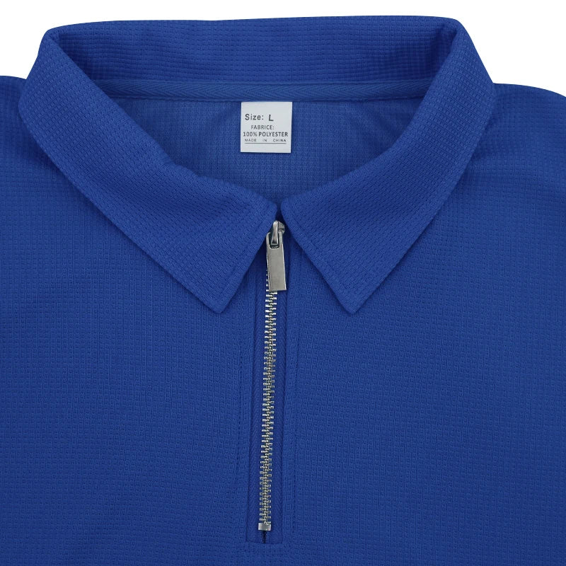 Cross border 2024 summer men's polo shirt set solid color waffle short sleeve slim lapel t-shirt casual men's set