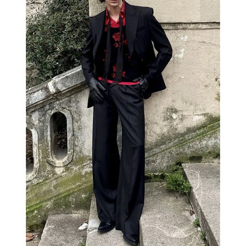 Gentleman Black Men's Suit 2 Pieces Jacket Pants Handsome Tuxedo Business Social Party Male Clothing