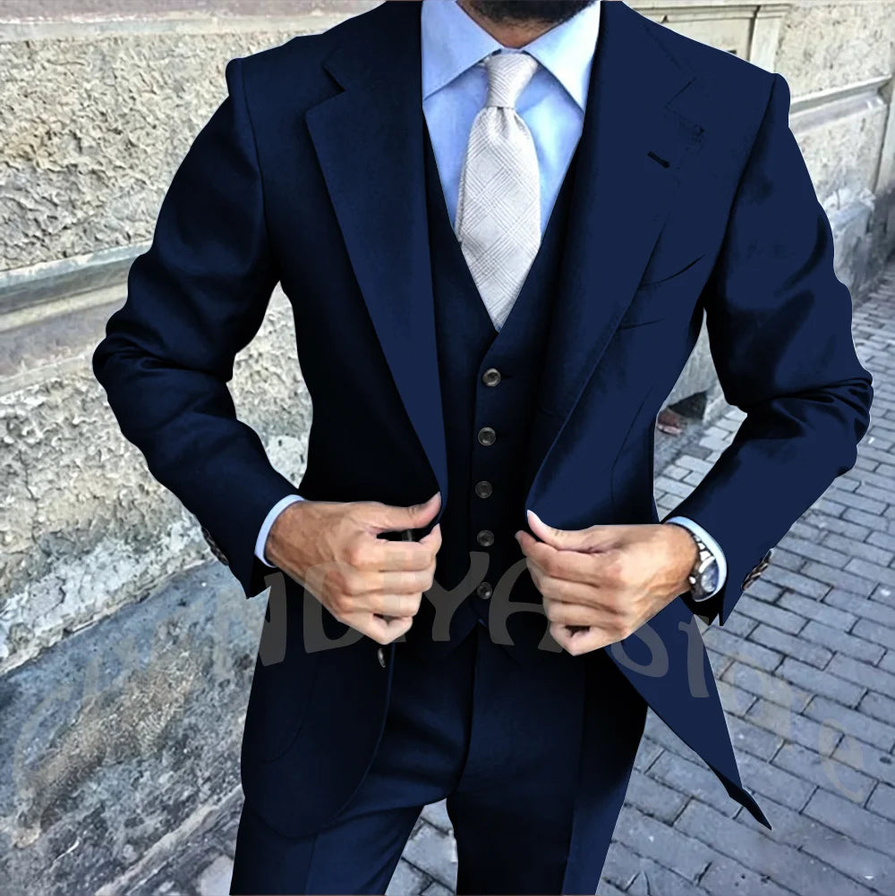 Latest Design Brown Man Work Suit Groom Tuxedos Notch Lapel Mens Business Suits Wedding  Dress Suit Sets (Jacket+Pants+Vest+Tie)