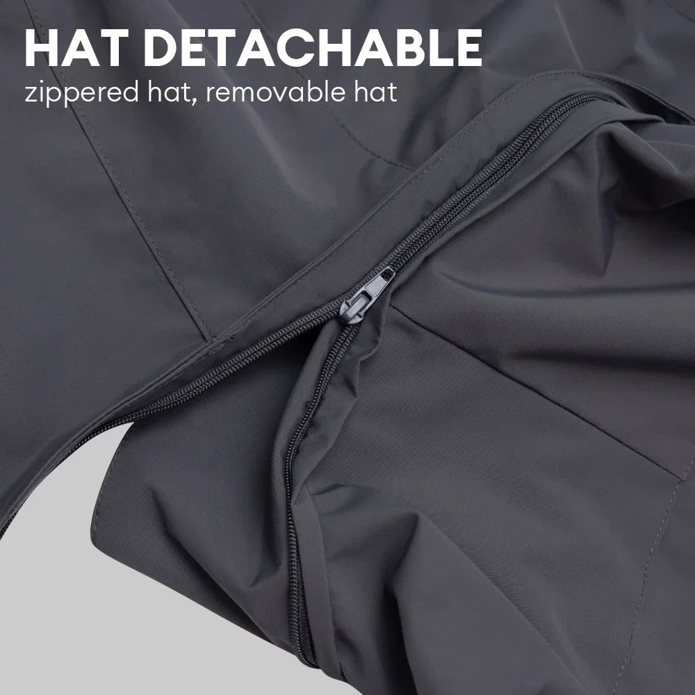 Santic Men's Windproof Cycling Jacket Winter Outdoor Sports Warmer Coat Adjustable Detachable Hooded Multi-pockets Winter Jacket