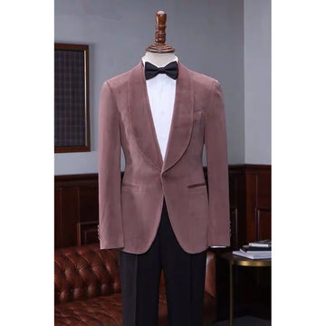Single Breasted Velvet Men's Suit Wedding Groom Groomsman Tuxedo Business Casual Blazer Set Jacket Pants