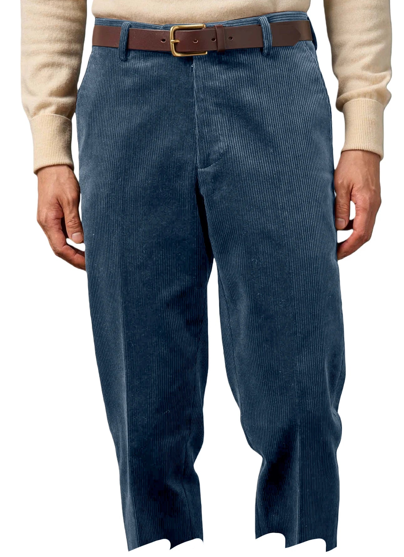 Men's Corduroy Pants High Waist Straight Classic Fit Wrinkle-Resistant Trousers For Business Casual Daily Wear Streetwear