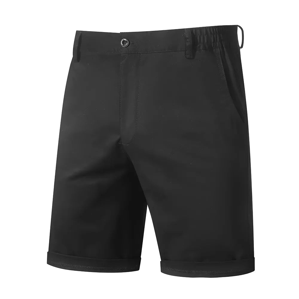 Men's Khaki Shorts Half Elastic Waist Breathable Lightweight Wrinkle Resistant Comfort Cotton Blend Casual Shorts For Beach