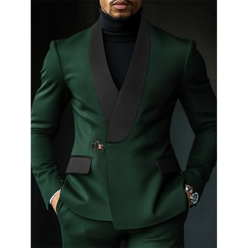 Contrast Color Men's Suit Set 2 Piece Elegant Shawl Lapel Slim Fit Formal Outfit Business Casual Jacket Pants Customized
