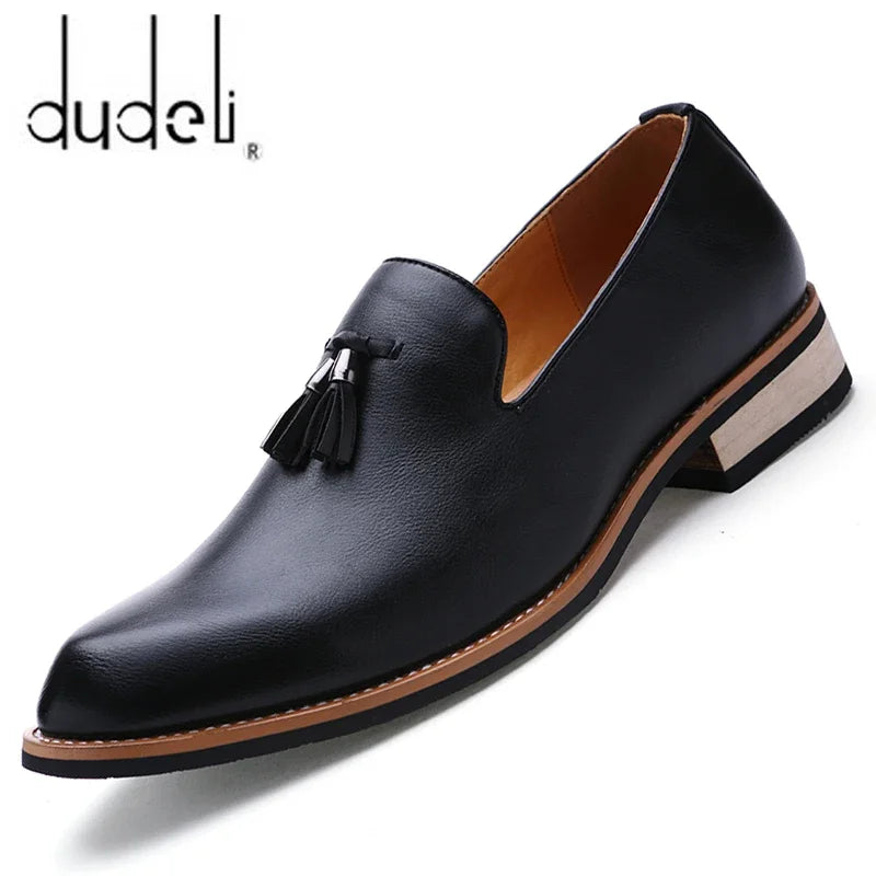 Men's Leather slip on Shoes Business Man Flat Classic Men Dress Shoes Leather Italian Formal Oxford shoes Zapatillas Hombre