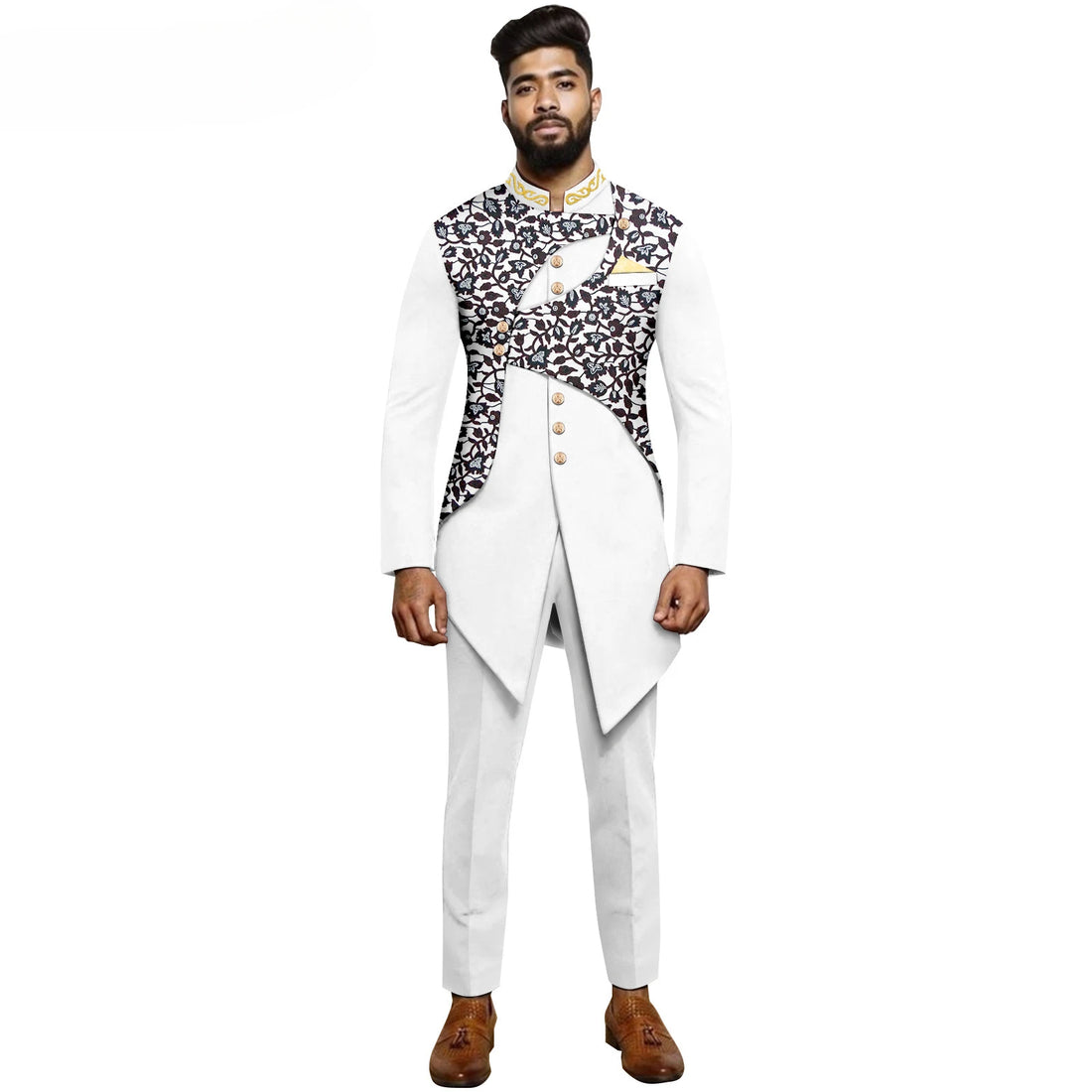 2025 New Hot Selling Men's Set Fashionable and Casual African Gold Stamping Two-Piece Set  Man Clothes  Moletom Masculino