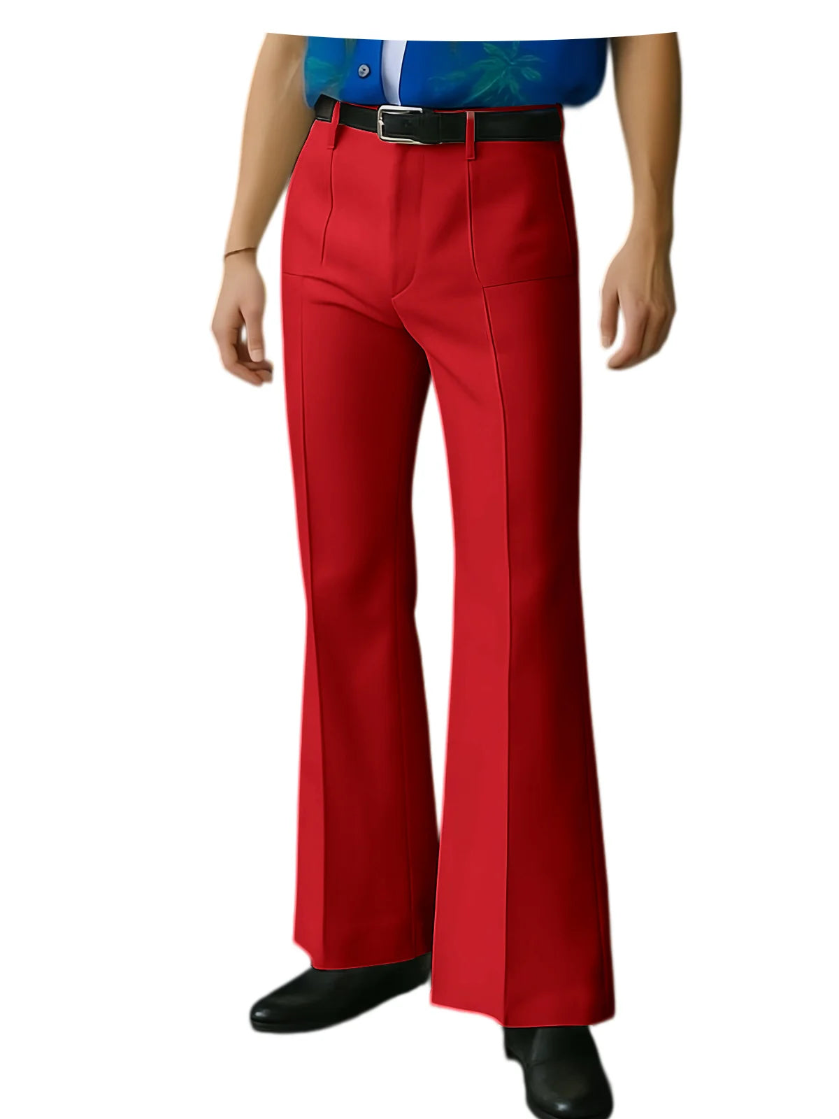 Vintage Men's Flare Pants High Waist Pleated Suit Trousers Formal Business Bell Bottom Pants For Casual Party Wedding Streetwear