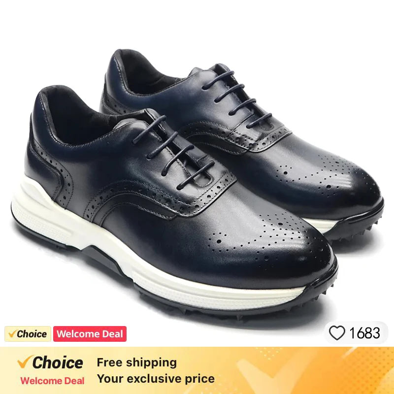 Outdoor Hiking Grass Snow Non-slip Sole Golf Shoes Top Grade Luxury Genuine Leather Man Autumn Winter Sneakers EU Size 38 To 46