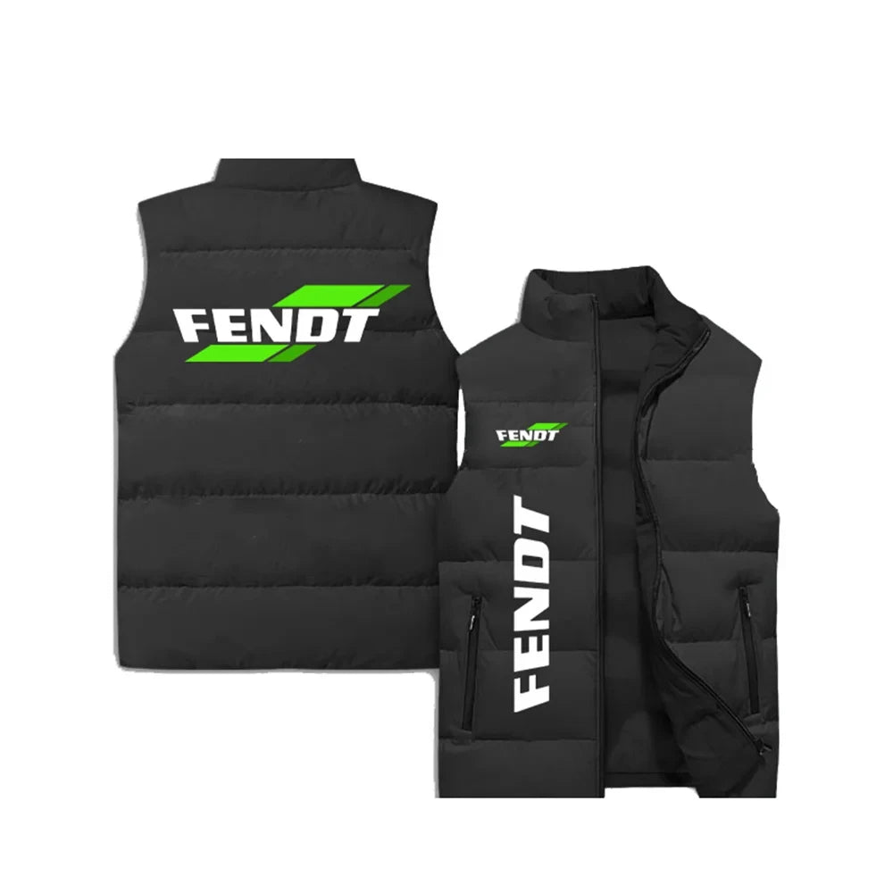 New FENDT Men's Cotton Lined Tank Top Sleeveless Zipper Jacket FENDT Logo Scanla 3D Printed Tank Top Outdoor Windproof and Warm