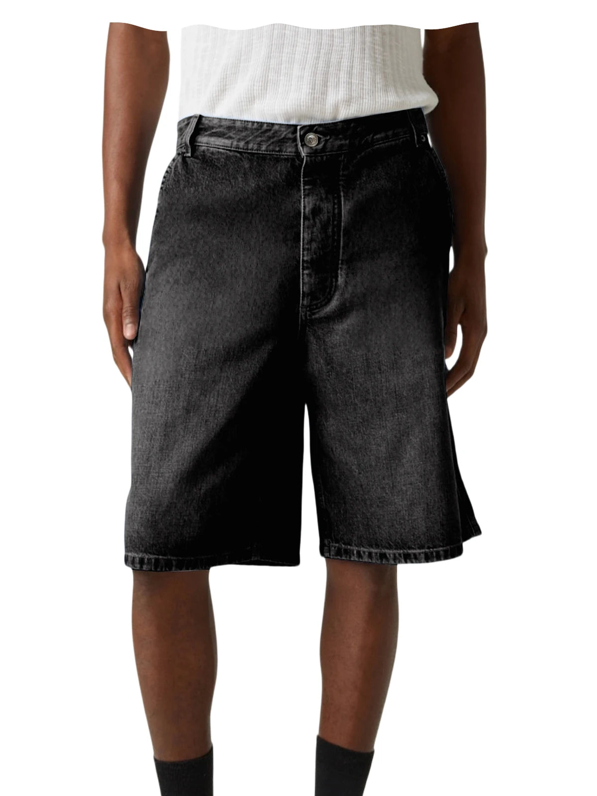 Men's Light Blue Denim Shorts Loose Fit Casual Straight Leg Jean Shorts Summer Breathable Cotton Denim Shorts for Daily Wear