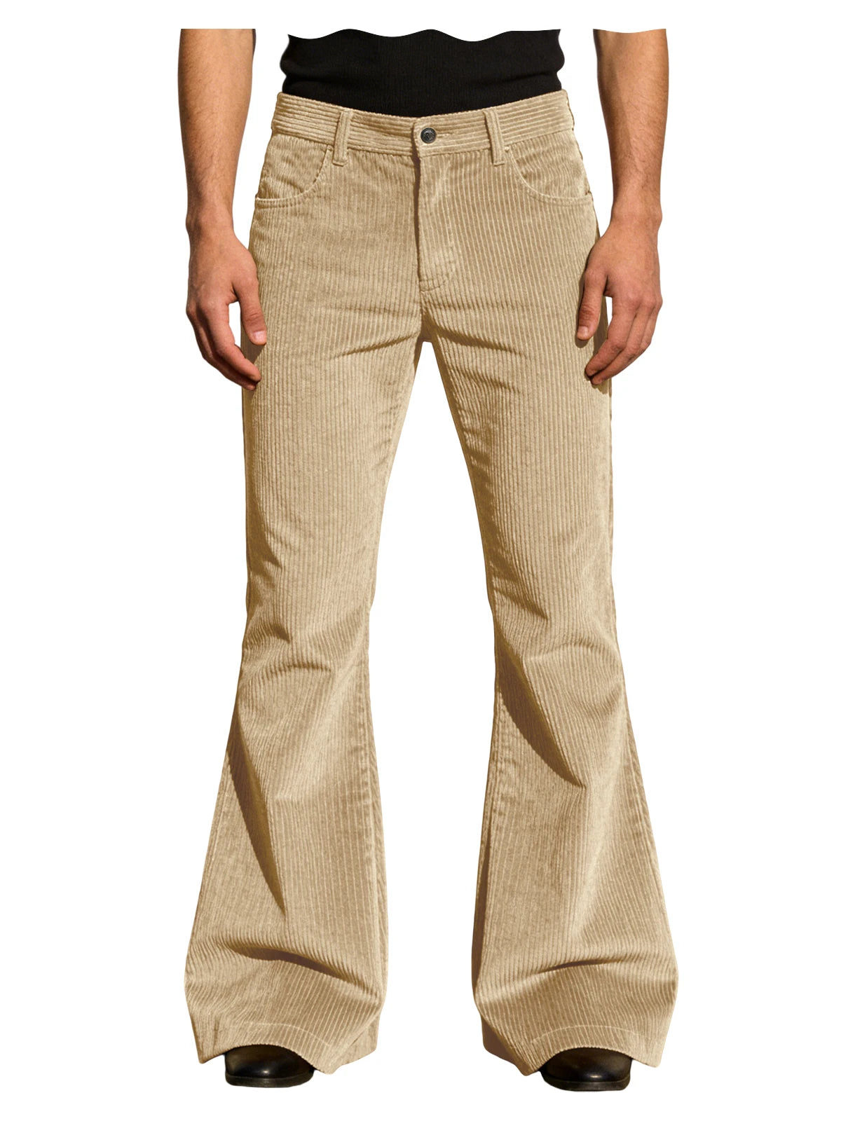 Men's Corduroy Flare Pants Vintage High Waist Bell Bottom Trousers Retro 70s Style Casual Pants for Daily Wear Streetwear
