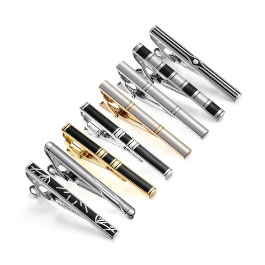 7/8 PCS Tie Clips Set With Gift Box Wedding Guest Gift Luxury Men's Jewelry Business Man Shirt Cufflinks Gift For Husband