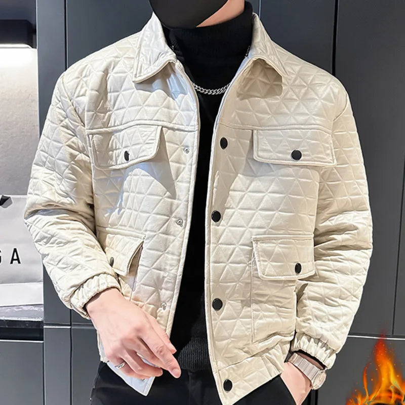 Hombres de invierno Harajuku Clothing Mens Jaqueta Masculina Inverno Parka Homme Lapa Collar Color sólido Jaqueta Masculina Inverno