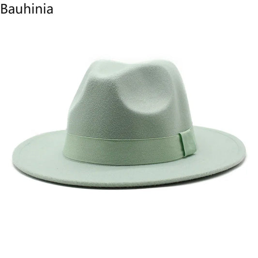 2023 Novo chapéus de feltro de feltro de largura quente com fita de abelha outono winter wedding festa de casamento trilby chapéu de jazz chapéus de jazz 56-58cm