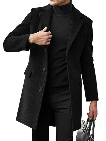 Autumn and winter men's casual woolen coat, British trend men's long sleeved woolen suit jacket