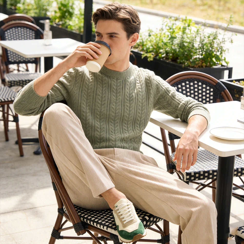Men's Corduroy Pants High Waist Straight Classic Fit Wrinkle-Resistant Trousers For Business Casual Daily Wear Streetwear