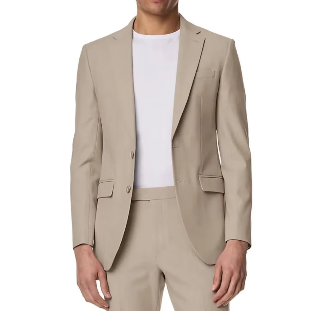 Suits Two Pieces Summer Fashion Notch Lapel Single Breasted Jacket Pants Outfits Business Causal Wedding Suits Set