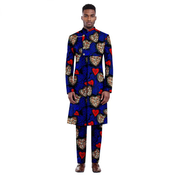 New 2024 Fashion African National Batik Cotton Men's Casual Suit Men's Suit Groom Best Man Wedding Dress  Men Clothes