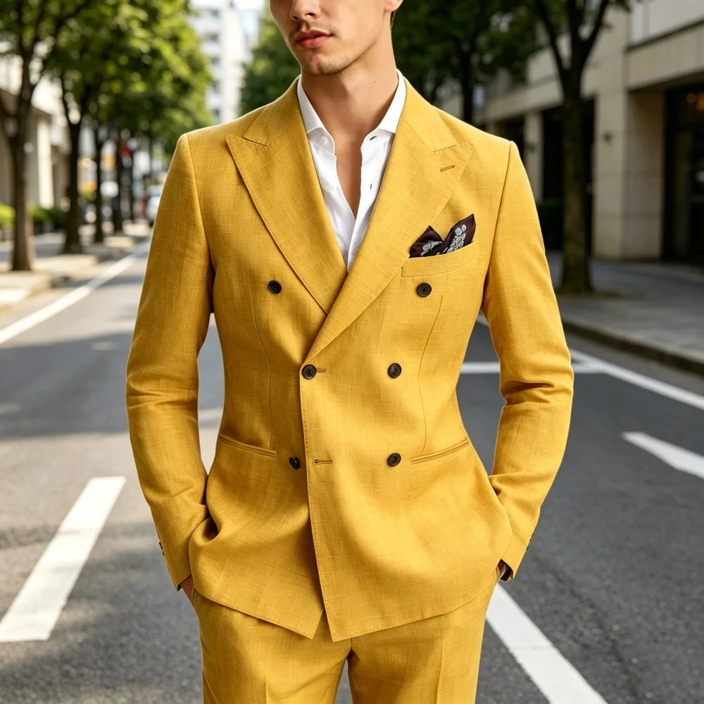 Sage Green Prom Suits For Men 2 Pieces Linen Summer Men Suits Slim Fit Casual Formal Outfit Blazer Pants Set For Party
