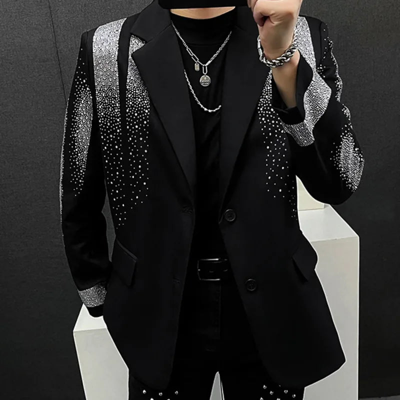 Blazer Blazer Luxury Diamond Mens Fashion Industry Heavy Industry Hot Diamond Punk Slim Suit Veste Men Chaquetas Hombre de Vestir