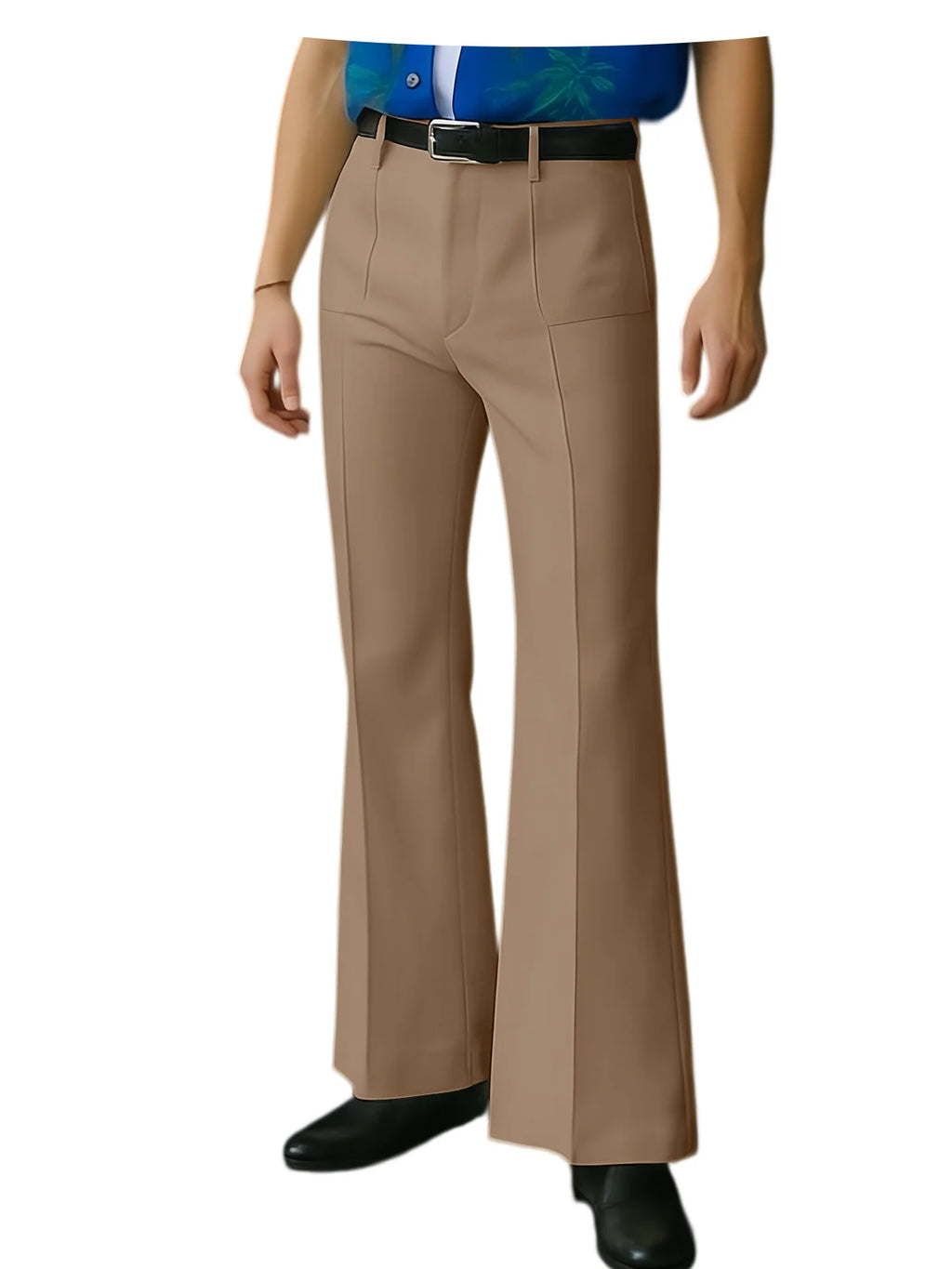 Vintage Men's Flare Pants High Waist Pleated Suit Trousers Formal Business Bell Bottom Pants For Casual Party Wedding Streetwear