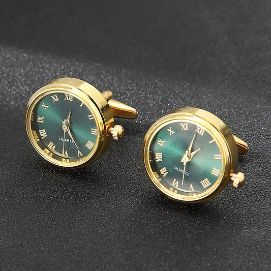 Luxury Cufflinks Watch Rotatable Electronic Functional Buckle Business Mens Cufflinks Gold Slivery Mechanical Watch Cuff Links