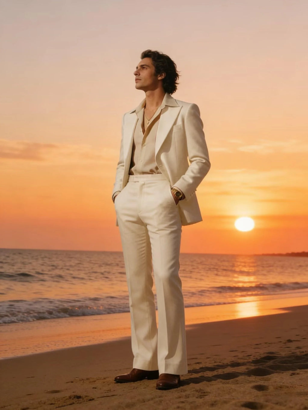 Men's Luxury 2 Piece Suit Set Slim Fit Peak Lapel Blazer Flared Straight Leg Pants Formal Business Wedding Prom Tuxedo