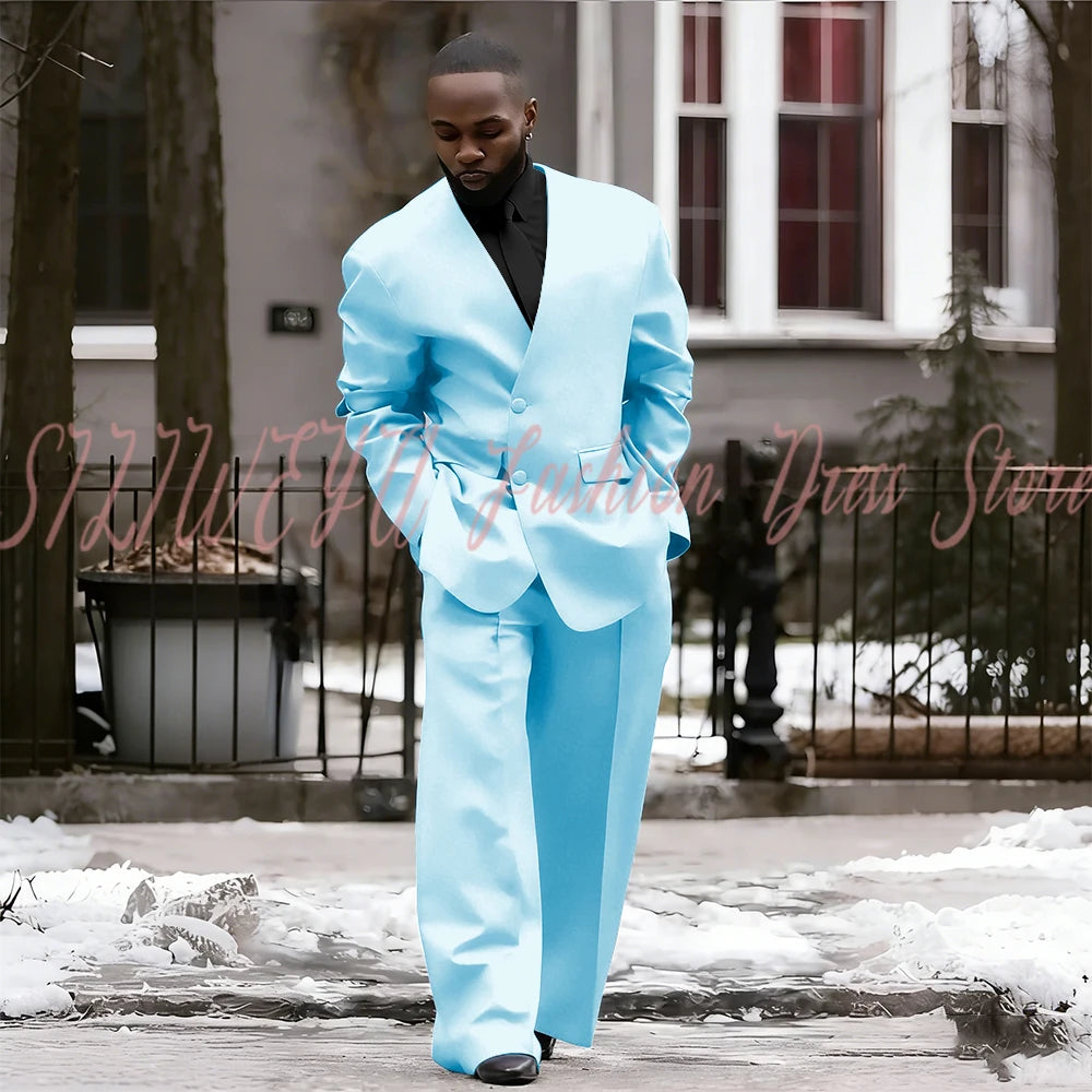 Single Breasted Red Men's Suit 2 Pieces Jacket Pants Loose Style Business Casual Work Commute Daily Social Blazer Set