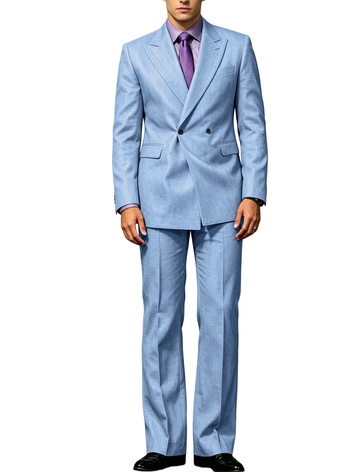Vintage Men's Beige Linen Suit Notched Lapel Double Breasted Formal Blazer Set Summer Lightweight Wedding Party Trousers Suit Fo