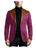 Men Suede Patchwork Lapel Blazer Slim Fit Color Block Suit Jacket Business Streetwear Outerwear For Party Daily Evening Outfits