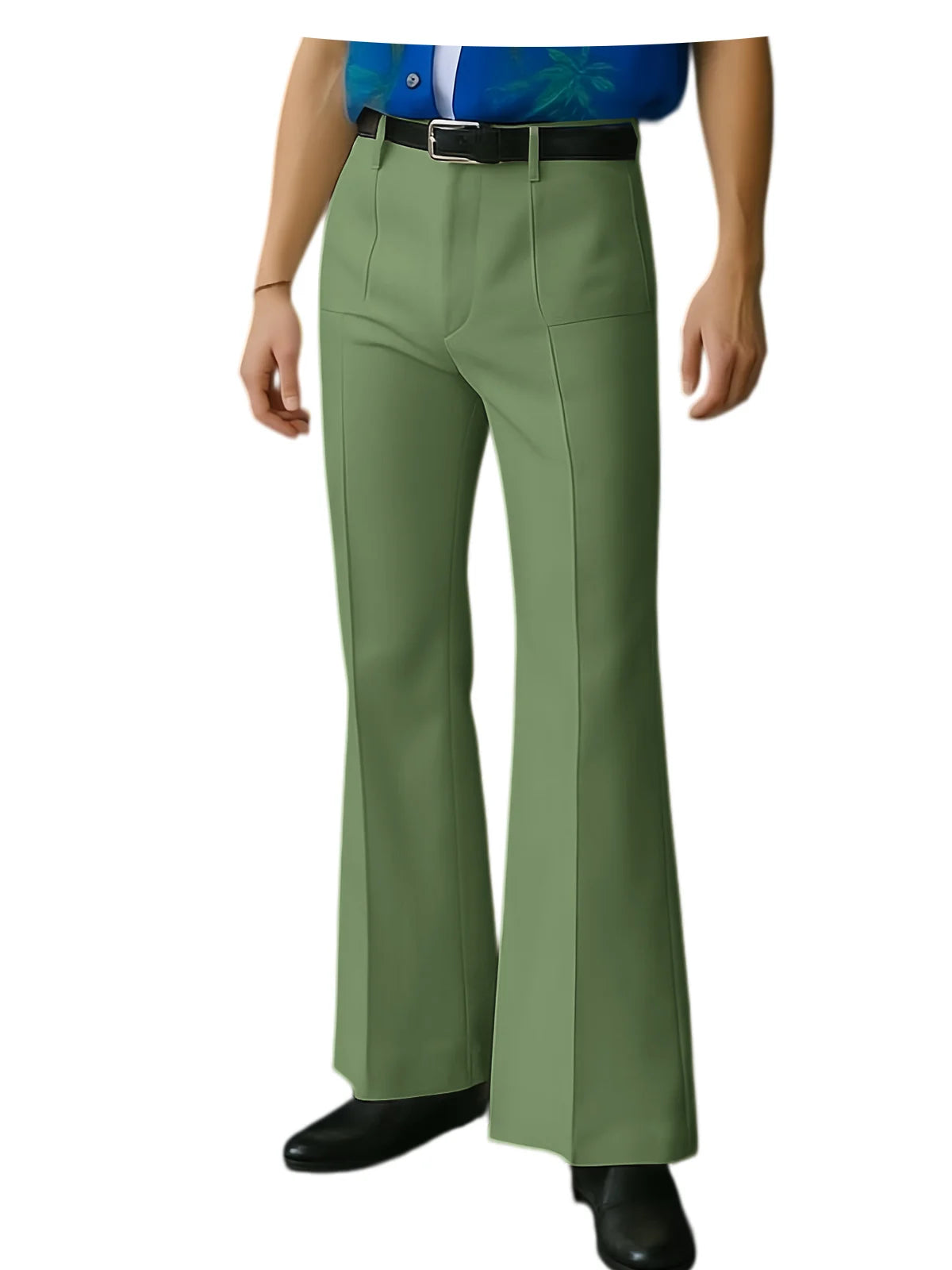 Vintage Men's Flare Pants High Waist Pleated Suit Trousers Formal Business Bell Bottom Pants For Casual Party Wedding Streetwear