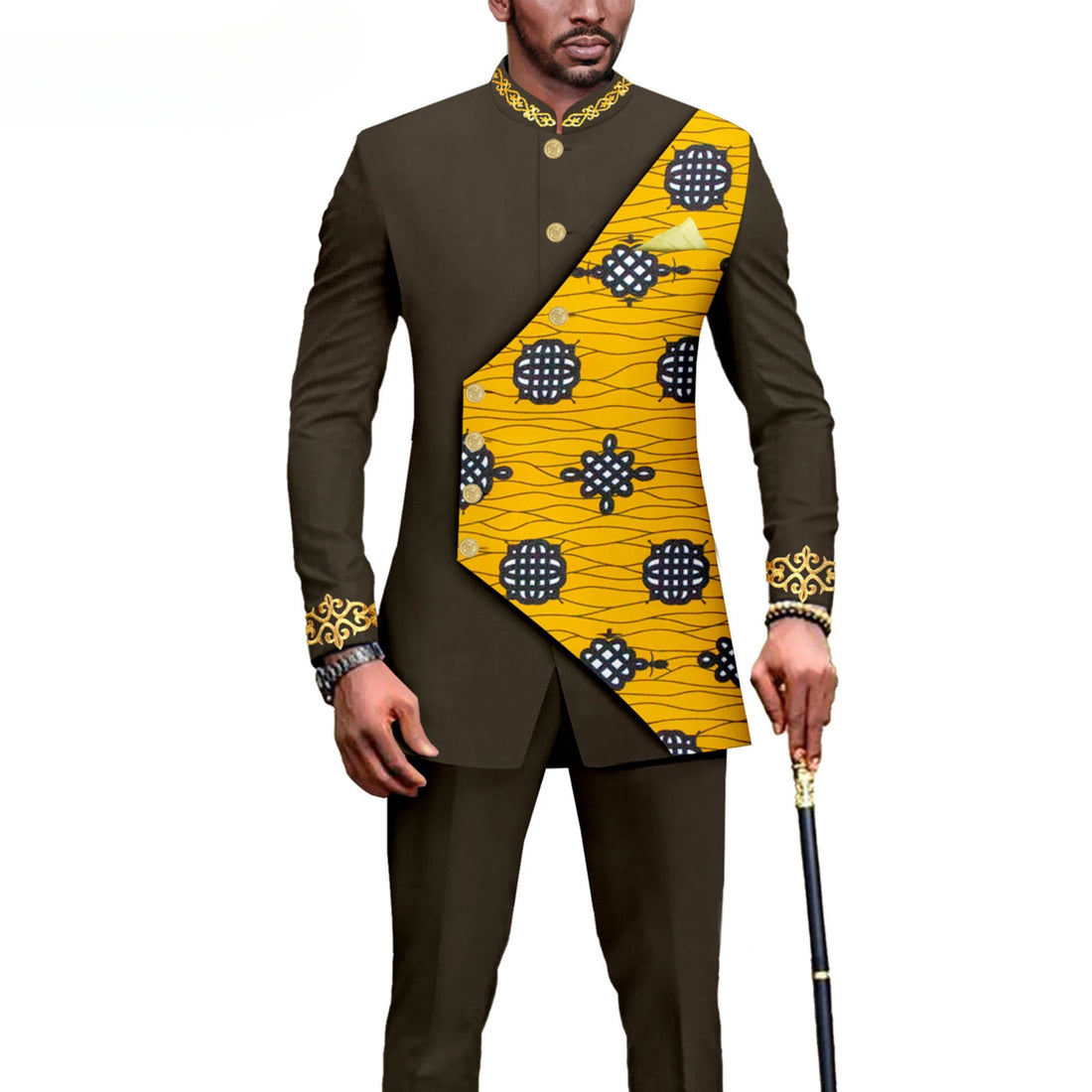 2025 Elegant African Style Men's Luxury Suit Plaid Stripe Single Breasted Suit and Pants 2 Piece Casual Business Suit for Men