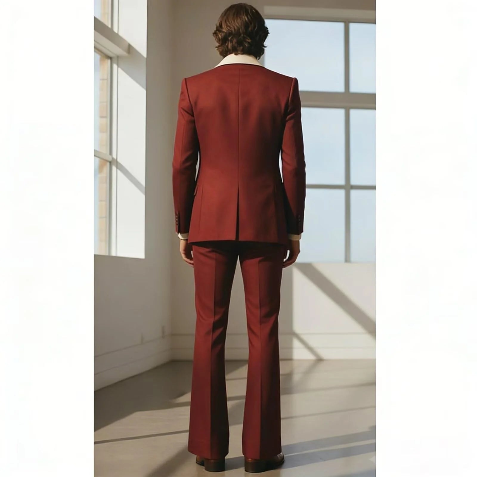 Men's Luxury 2 Piece Suit Set Slim Fit Peak Lapel Blazer Flared Straight Leg Pants Formal Business Wedding Prom Tuxedo