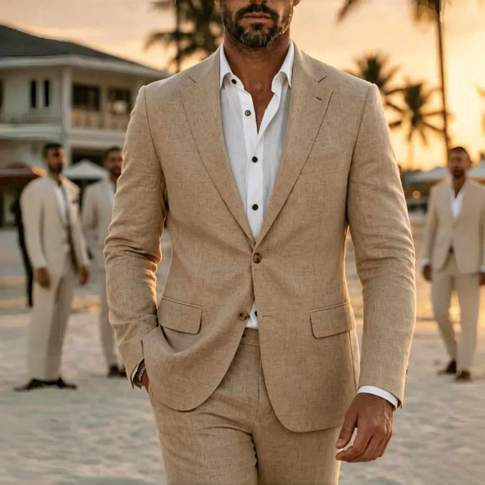 2 Pieces Lightweight Linen Suit Separates Jacket with Pants for Men Summer Wedding Groom Tuxedo Vestidos Madre Del Novio 2026