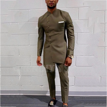 Modish Stand Lapel Slim Suit For Men Chic Single Breasted Outfit Set Two Piece Formal Party Business Casual Male Suit Clothing