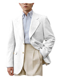 Men Natural Linen Blazer Suit Jacket Breathable Slim Fit Single Breasted Business Office Wedding Party Smart Casual Outerwear
