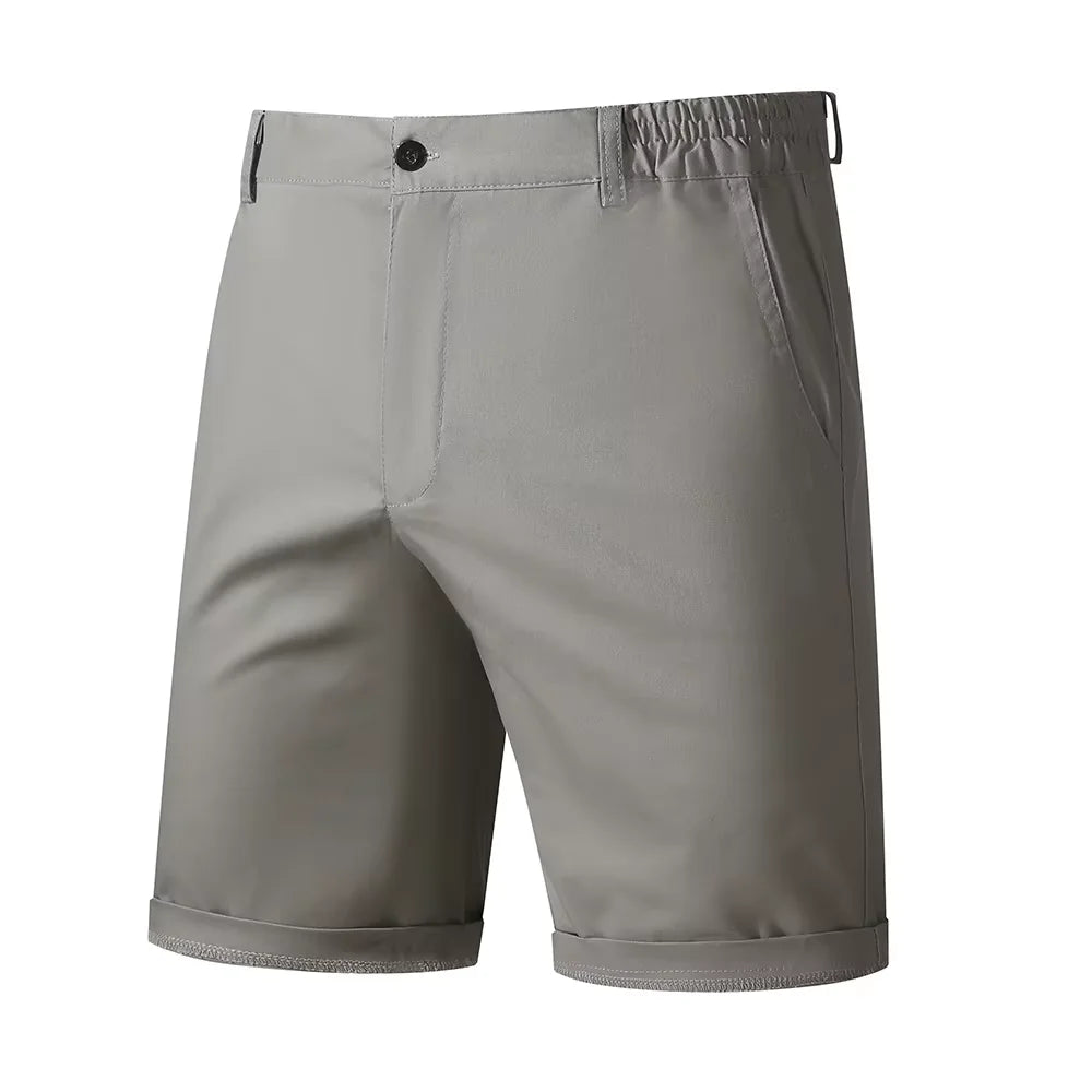 Men's Khaki Shorts Half Elastic Waist Breathable Lightweight Wrinkle Resistant Comfort Cotton Blend Casual Shorts For Beach